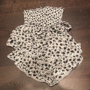 Black and White Floral Planet Blue/Blue Life Romper